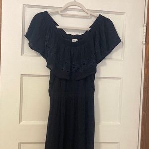 Navy dress with lace detail